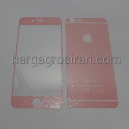 Tempered Glass Pink Iphone 6 / Iphone 6S - Anti Gores Kaca Full Set Depan Belakang