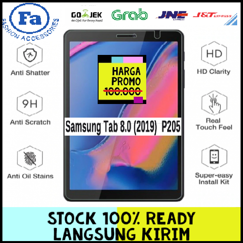 ABT-02 Samsung Tab A 8 Inch P205 Tempered Glass Screen Protector Anti Gores Kaca Premium Pinggir Lengkung Layar Jernih