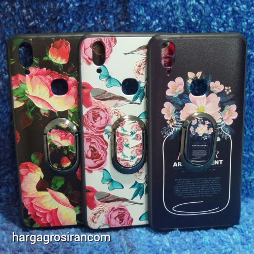 Flower Ring Vivo v9 - Fuze Art Case Bunga Bonus Ring Cover Motif Ver.7