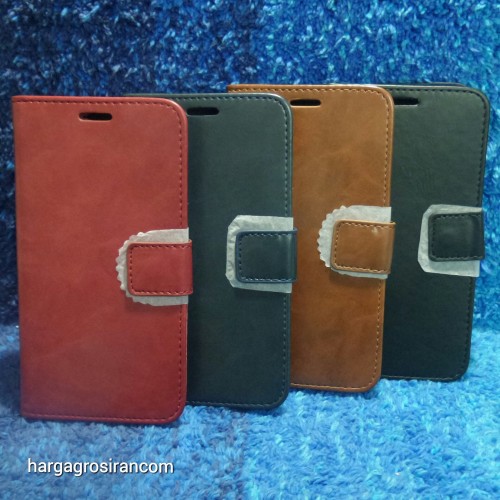 Vivo V9 Sarung Kulit FS Leather Case Blue Moon Ada Kancing dan Pinggiran Jahitan Cover