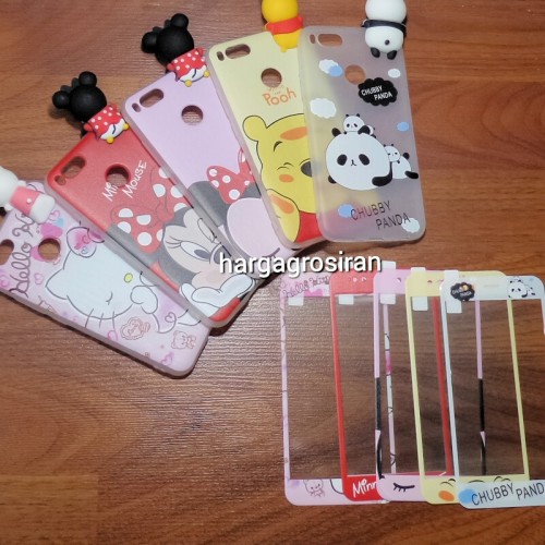 Xiaomi MI5X / A1 - Peep Case 360 + Tempered Glass Motif / Silikon Ngitip 3D Cartoon /Softshell Motif