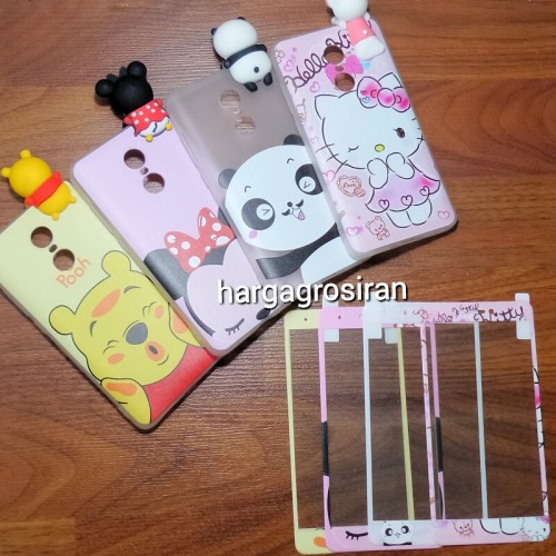 Xiaomi Redmi Note 4 - Peep Case 360 + Tempered Glass Motif / Silikon Ngitip 3D Cartoon /Softshell