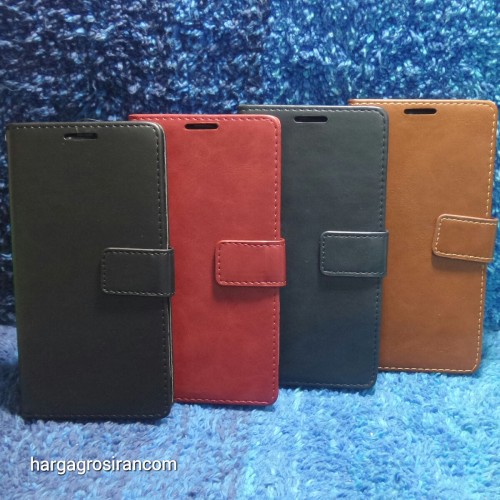 Xiaomi Mi 8 - Sarung Kulit FS Leather Case Blue Moon Ada Kancing dan Pinggiran Jahitan Cover