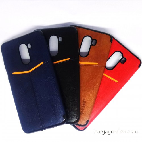 Xiaomi Pocophone F1 - Elegan Leather Back Case - Silikon Kulit Design Simple dan Stylish Cover Ver.5