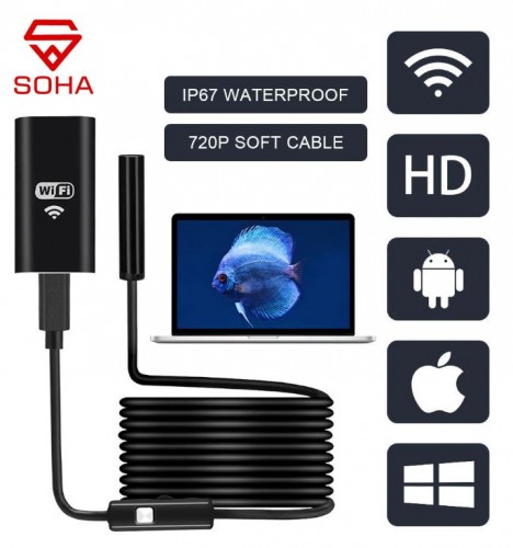YPC99 Endoscope Mini Camera Wifi HD Waterproof Endoskopi Kabel ada Kamera Support Iphone IOS / Android & PC Bisa Ear Cleaning / Inspeksi Mobil / AC