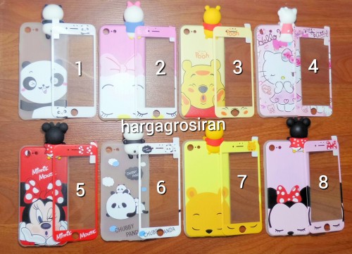 Oppo F1S - Peep Case 360 + Tempered Glass Motif / Silikon Ngitip 3D Cartoon / Softshell Motif