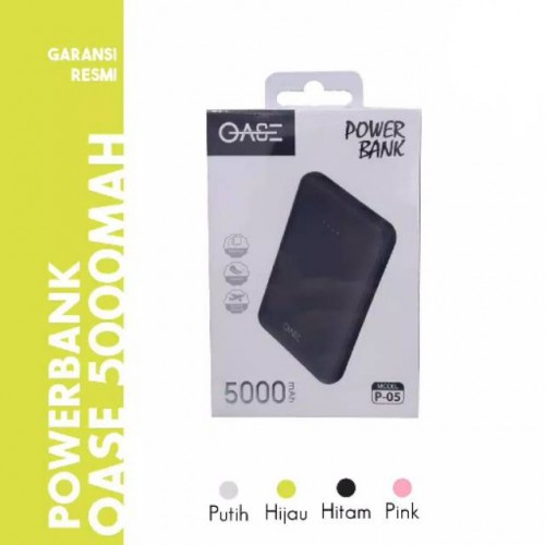 Power Bank Original Oase P-05 5000 MAh Real Kapasitas Garansi 1 Tahun Fast Charging 2.1A