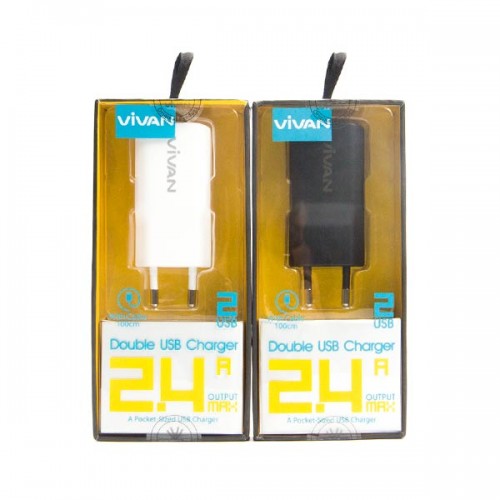 TC Charger / Batok Adaptor Double USB 2 Output - 2.4 Ampere / DD01 Vivan + Kabel