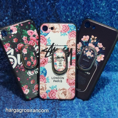 Flower Ring HP Iphone 7  - Fuze Art Case Bunga Bonus Ring Cover Motif Ver.7