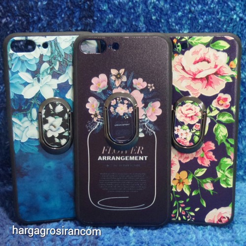 Flower Ring Iphone 7 Plus - Fuze Art Case Bunga Bonus Ring Cover Motif Ver.7