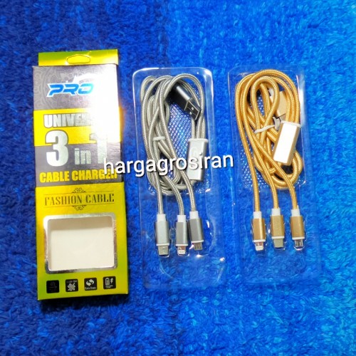 Kabel Data Pro 3IN1 KP-301 - Iphone / Micro V8 / Type C - USB Data Cable