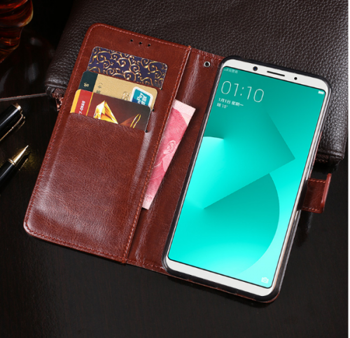 Oppo F5 - Sarung Kulit FS Leather Case Blue Moon Ada Kancing dan Pinggiran Jahitan Cover