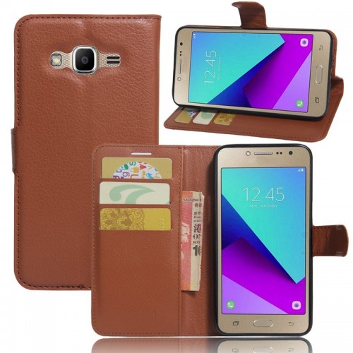 Samsung J2 Prime Grand Prime Kulit FS Leather Case Blue Moon Ada Kancing Pinggiran Jahitan Sarung