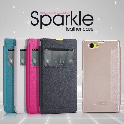 Sarung Sparkle Leather Case Sony Xperia Z1 Compact