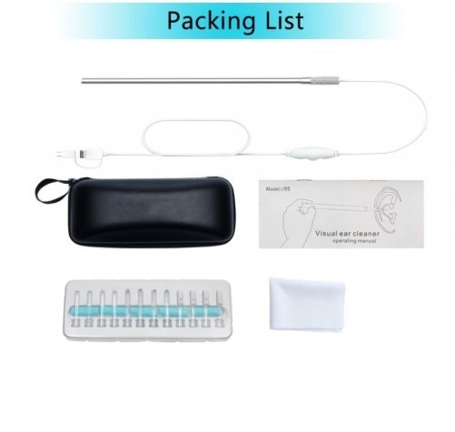 i95 Ear Cleaning Tool Kit - Endoscope Visual Earpick With Mini Camera Jernih 6 LED USB Type C