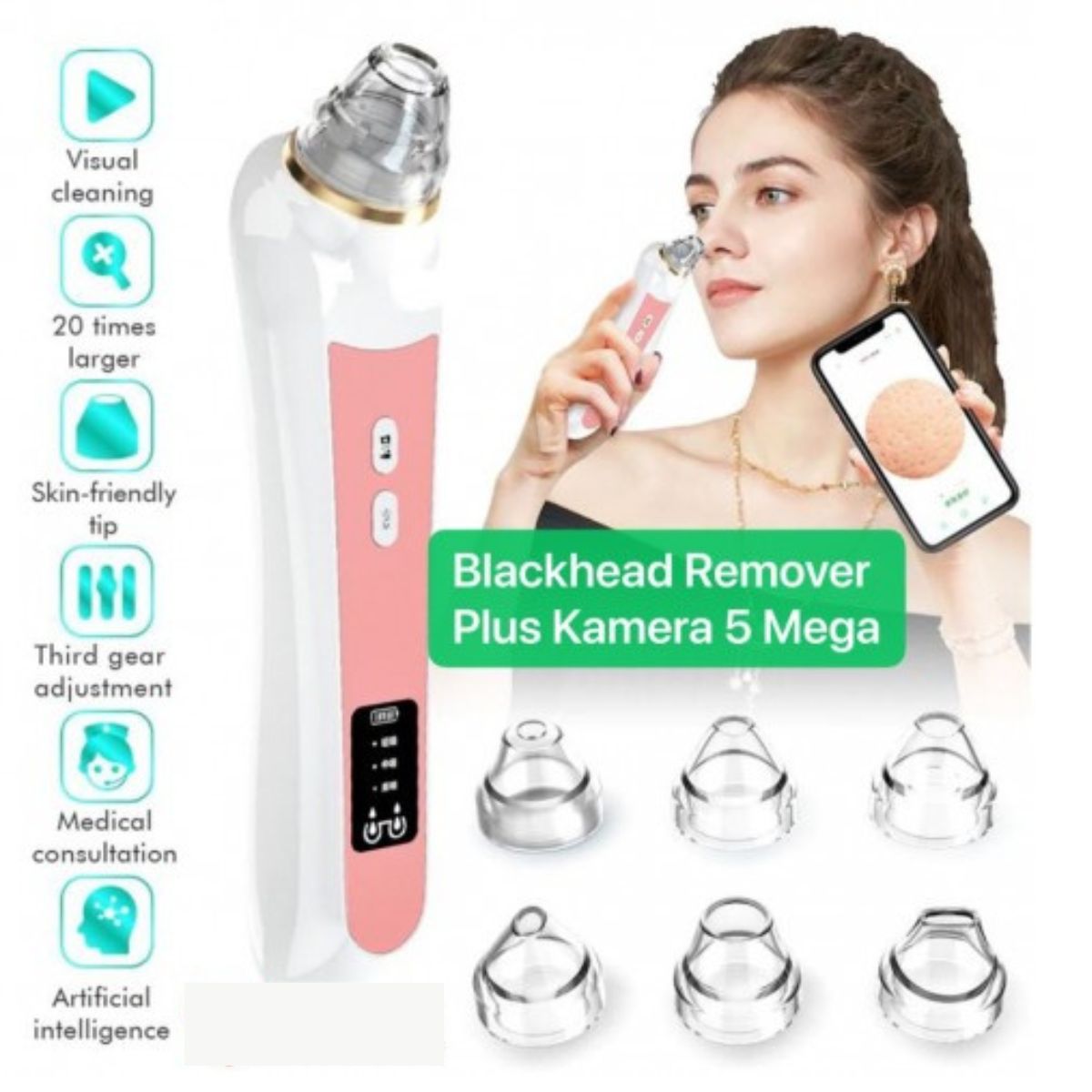 H200 Alat Penyedot Komedo Visual Kamera 5 Megapixel Via Wireless wifi / Beauty Skin Care Specialist / Vacuum Blackhead Remover / Membersihkan Pori