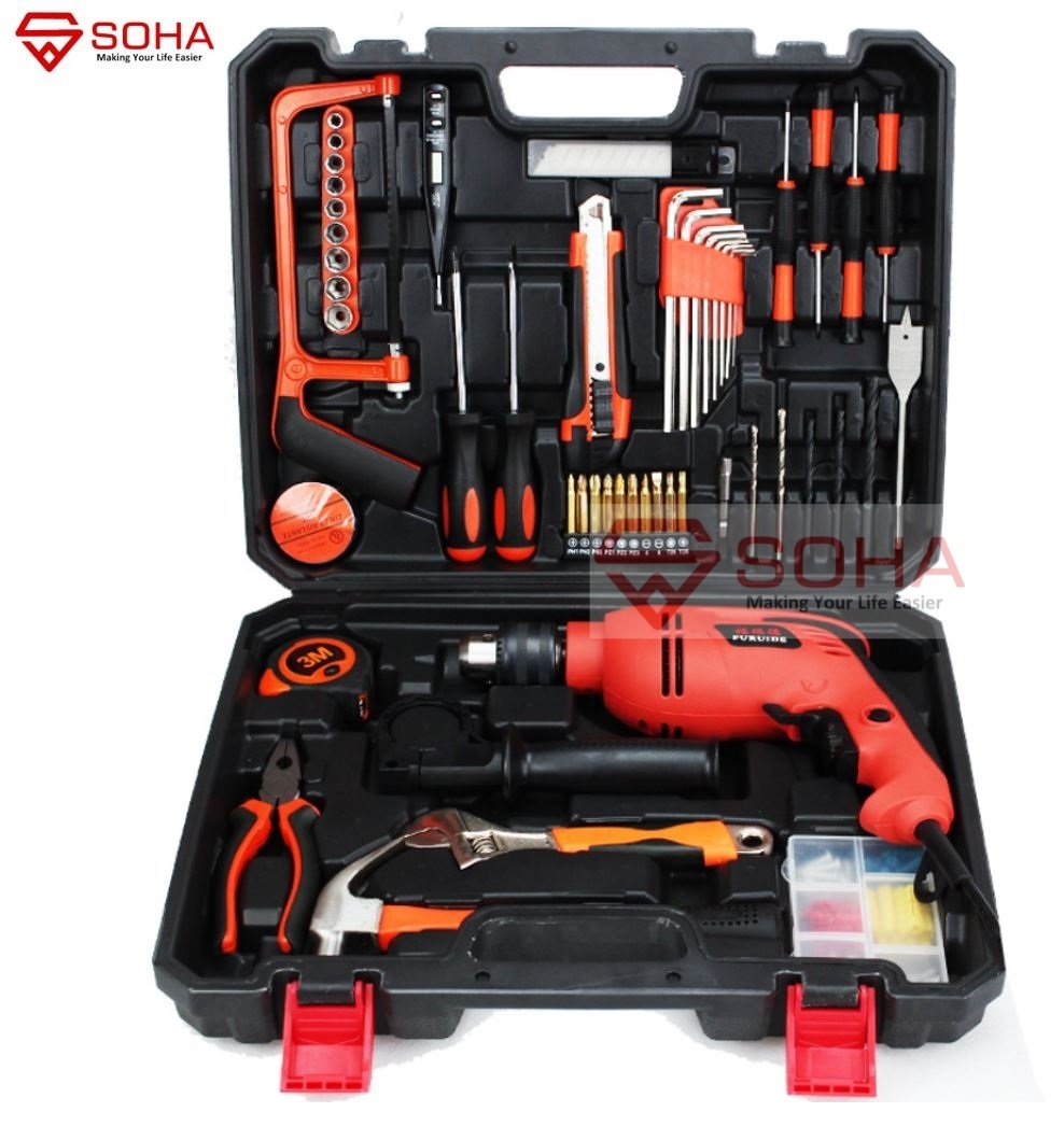 ART-039 SOHA 88 Pcs Ada Bor Listrik Paket Lengkap Box Kotak Alat Perkakas Ada Mata Bor & Palu Obeng Tools Mekanik & Rumah Tangga Toolset Toolbox