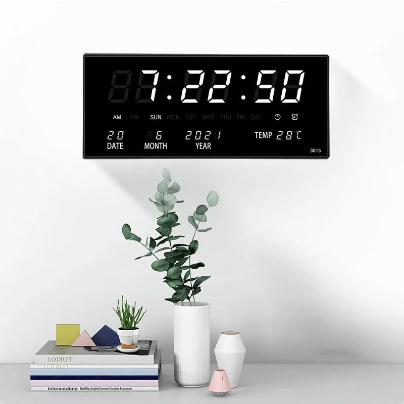 JD- 3615 LED Putih Jam Digital LED Clock Dinding / Meja Fitur Kalender Alarm Weker Smart Watch & Tampilan Jelas
