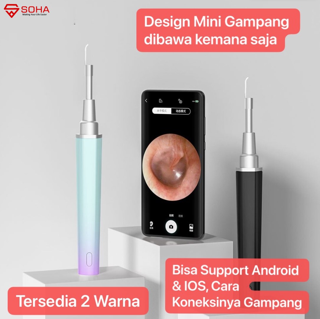 P40 Hitam Endoscope Ear Cleaning Spoon WIFI Earpick Korek Kuping IOS Android Pembersih Endoskopi Telinga Visual HD 5MP Pembersih Kamera Mini 3.9mm