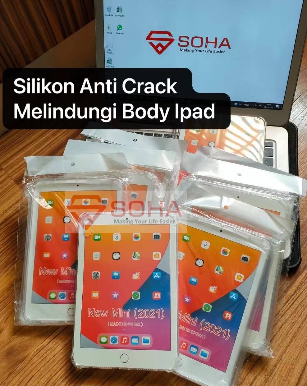 SBT-002 Anti Crack Ipad Mini 6 2021 Silikon Bening Tablet Case Cover Anti ShockProof Ujung Ada Pelindung Full Body Ipad