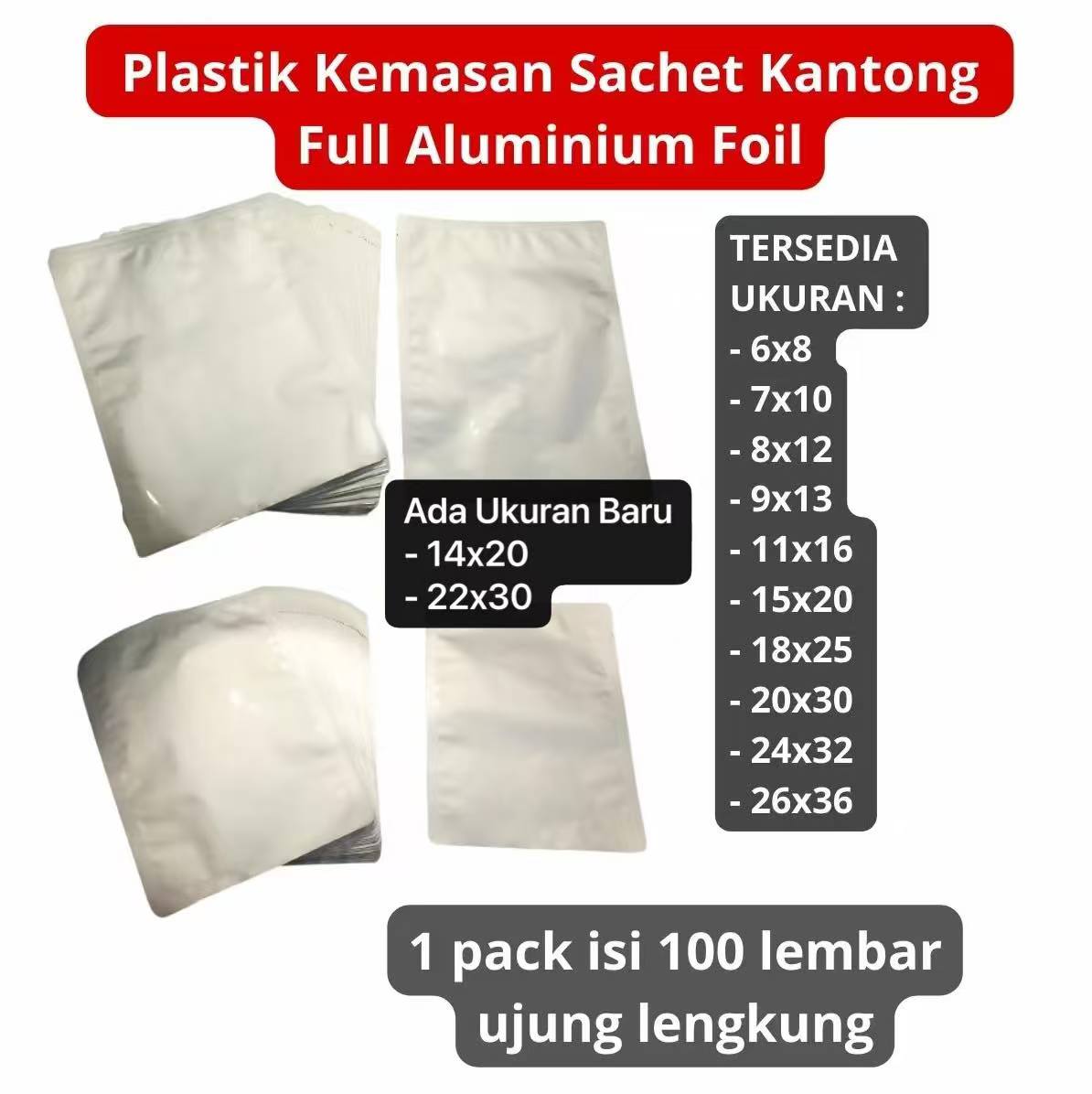 PVM-009 22x30 cm 20 x 30 cm Plastik Kemasan Sachet Kantong Full Aluminium Foil / Saset Snack Serbuk Bubuk Kopi Bumbu Racikan Sambel Full Alumunium