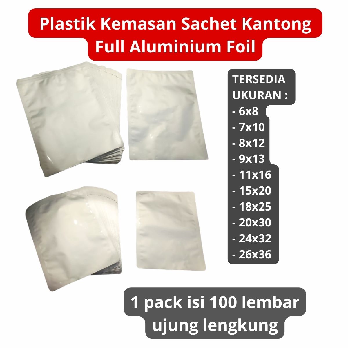 PVM-009 11x16 cm 11 x 16 cm Plastik Kemasan Sachet Kantong Full Aluminium Foil / Saset Snack Serbuk Bubuk Kopi Bumbu Racikan Sambel Full Alumunium