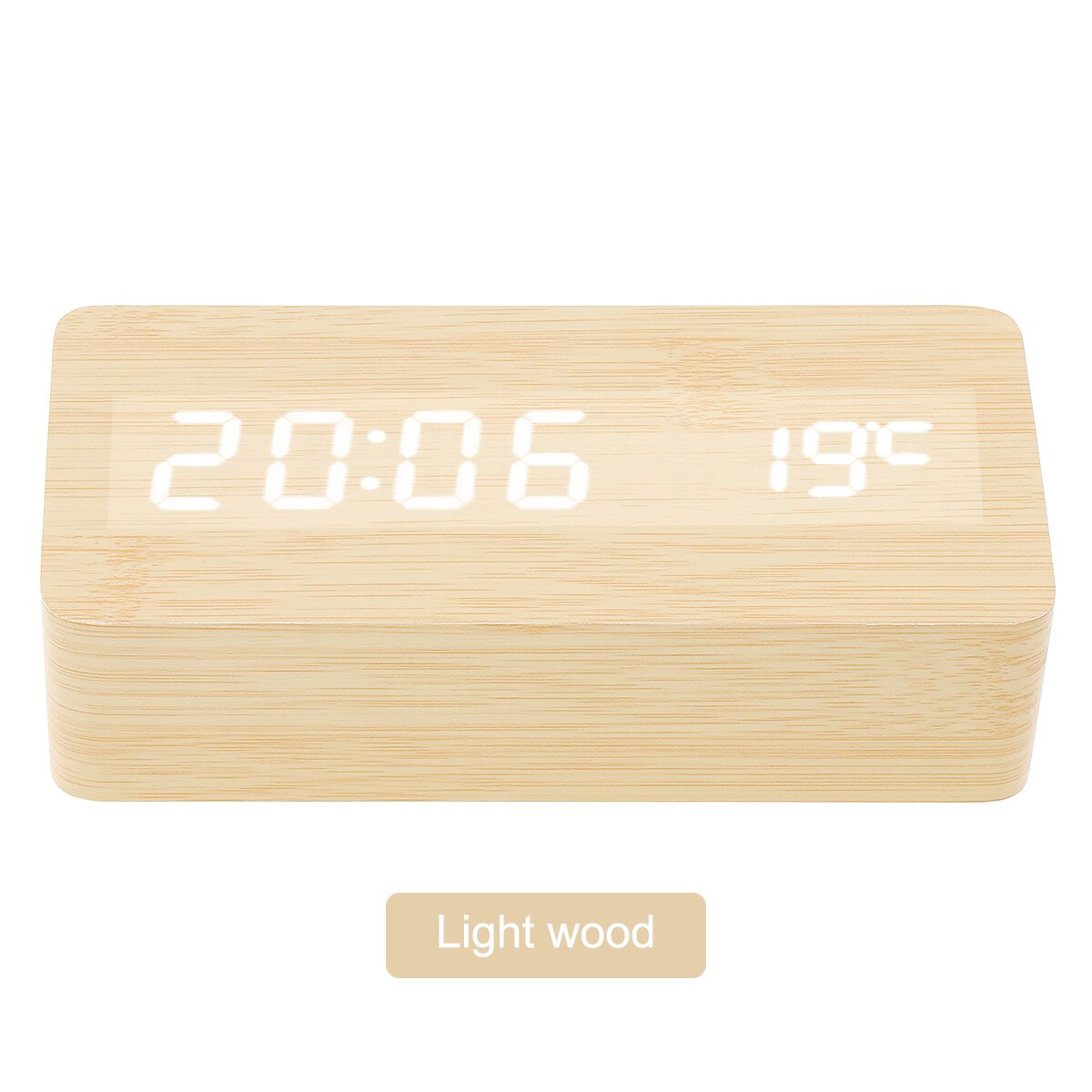 JD-03 Coklat Muda Jam Meja Motif Kayu Digital Led Weker / Desain Wood Alarm LED Clock Waker Suhu temperature date Tanggal Jam Kerja