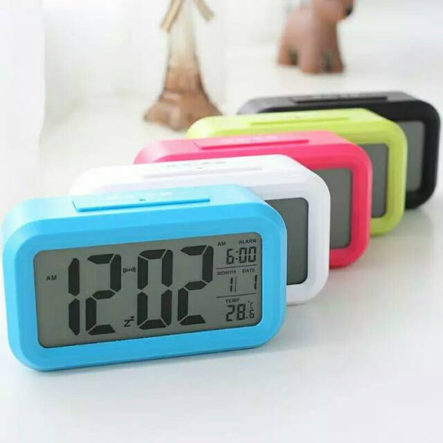 JD-05 Biru Jam weaker Pintar Meja Digital LCD Alarm Kalender & Sensor Suhu Weker Lampu LED Smart Alarm Clock multifungsi