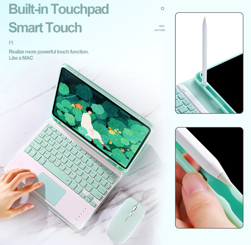 SK-05 Toska Trackpad Ipad Air 4 4th 10.9 Inch Ipad 11 2018 2020 M1 2021 Sarung Keyboard Wireless Bluetooth Touchpad Kulit PU Leather Case Pen Slot