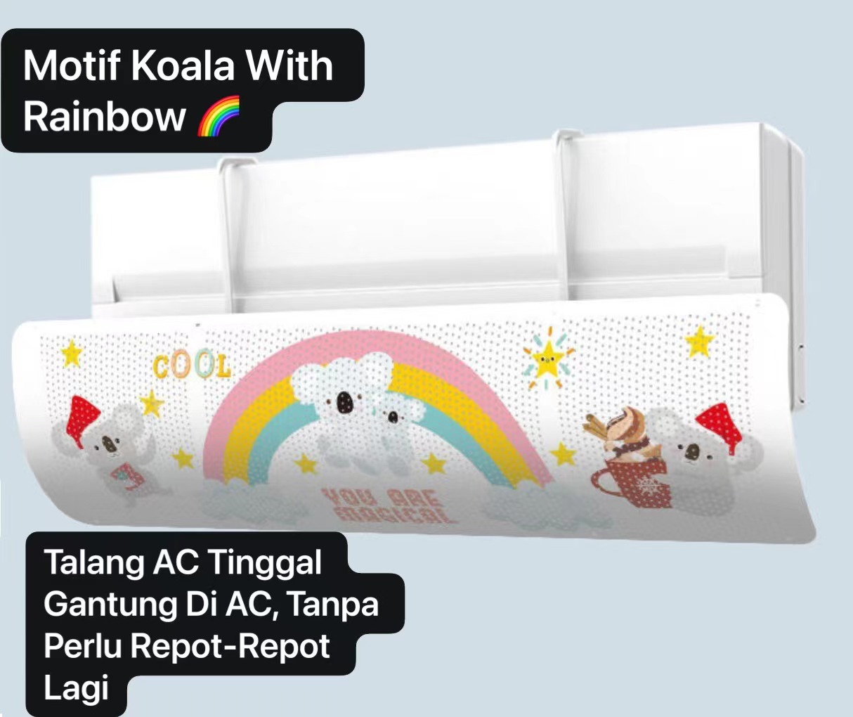 ART-032 Koala RainBow Talang AC Reflektor Penutup penahan hembusan Angin air Screen Cover Motif Gambar Lucu Windshield