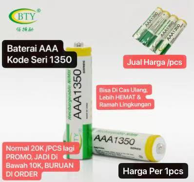 BA-01 Baterai AAA Rechargeable Ni-MH 1.2V Batu Batre Bisa Cas Ulang untuk Remote TV AC Mainan