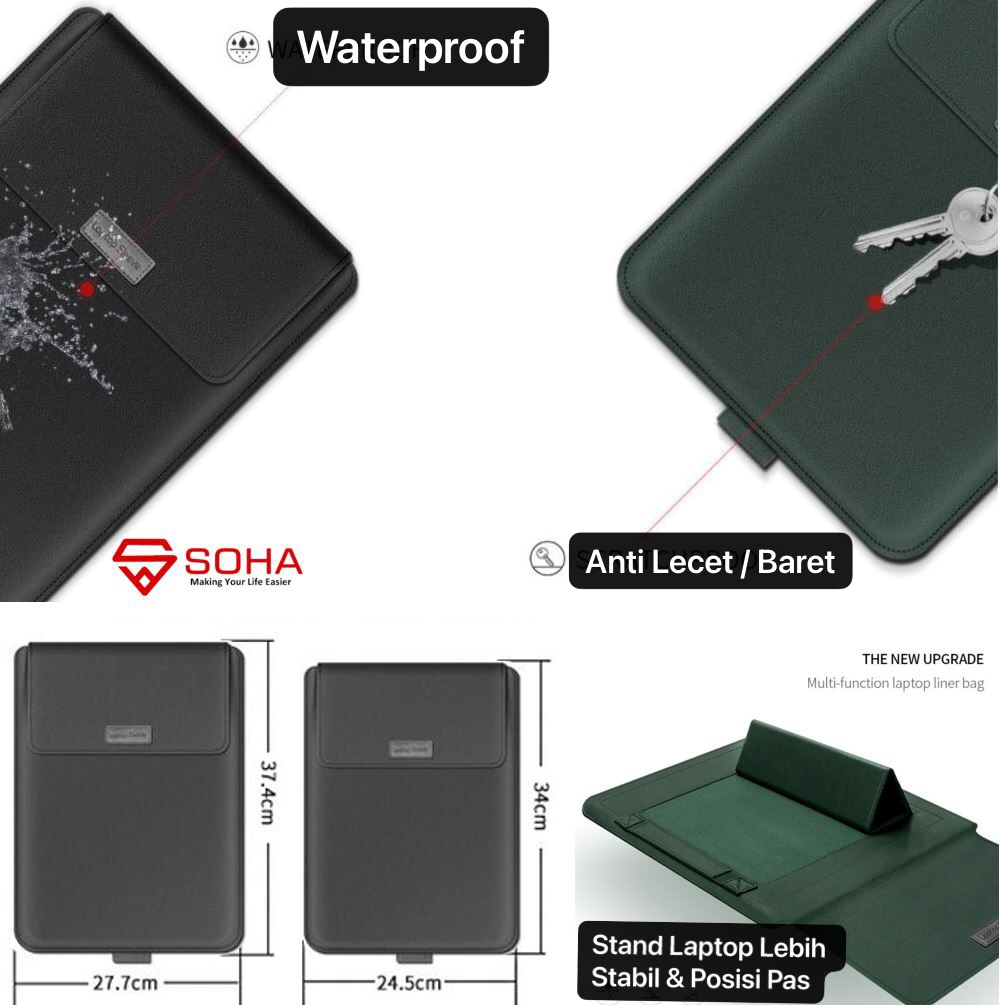 LC-05 SOHA 15 Inch Tas Laptop Universal Asus Acer Macbook Retina Air Pro Case Stand Sleeve PREMIUM PU LEATHER Kulit