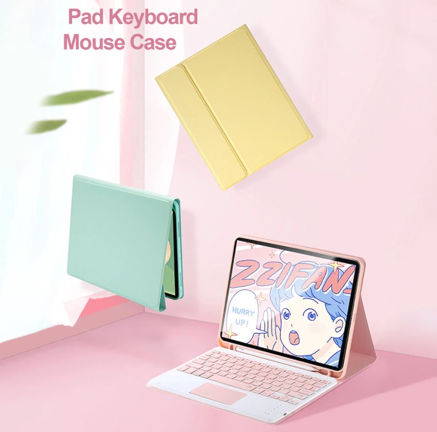 SK-05 Warna Trackpad Ipad 7 8 9 th 2019 2020 2021 10.2 Inch Air 3 10.5 Inch Sarung Keyboard Wireless Bluetooth Touchpad Kulit PU Leather Case Pen Slot