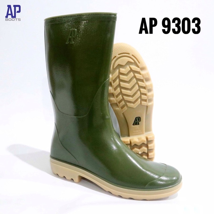 AP 9303 GR Ukuran 43 Sepatu AP Boot 9303 GR Boots Karet Hijau Original Asli Sepatu Proyek Sepatu Perkebunan Anti Air