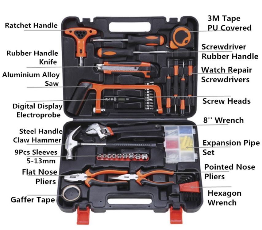 ART-028 82in1 Toolkit Alat Set Perkakas 82 in 1 Toolset Tang Palu Obeng Cutter Meteran Toolbox Tool Set Kit Box Pertukangan HAND TOOLS