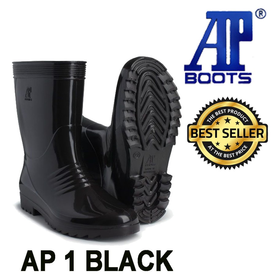 Boot Ap1 Black Ukuran 28 Sepatu Boots AP Hitam Ap 1 SAFETY Karet Original Asli Sepatu Proyek Sepatu Perkebunan Anti Air