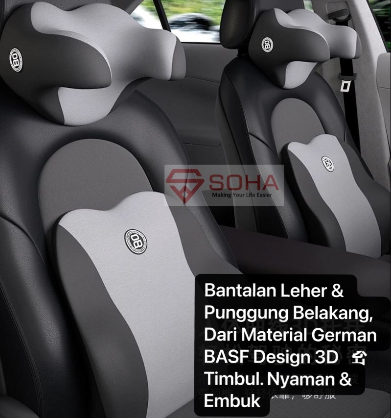 AM-02 Abu Abu Backrest Bantal Punggung Anti Pegal Sandaran Kursi Mobil Bahan Busa Lumbar Memory Kapas Lembut Nyaman Universal Elastis Aksesoris