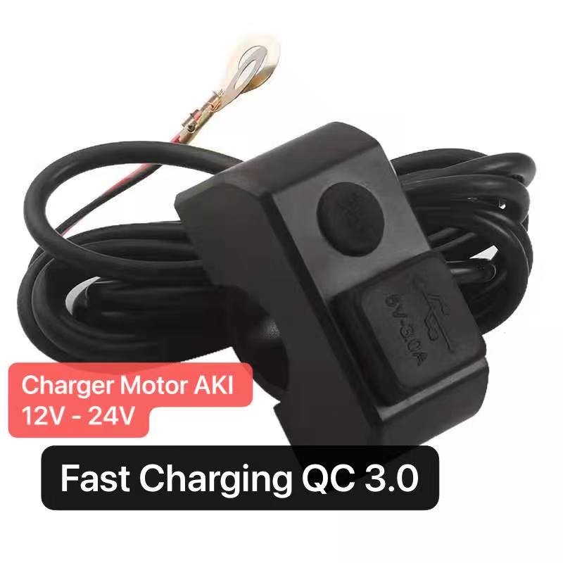 MLD-003 Charger Sepeda Motor 3 Ampere Anti Air Hujan WaterProof Casan Motorbike Tombol On Off Plus 2 Output CY-003