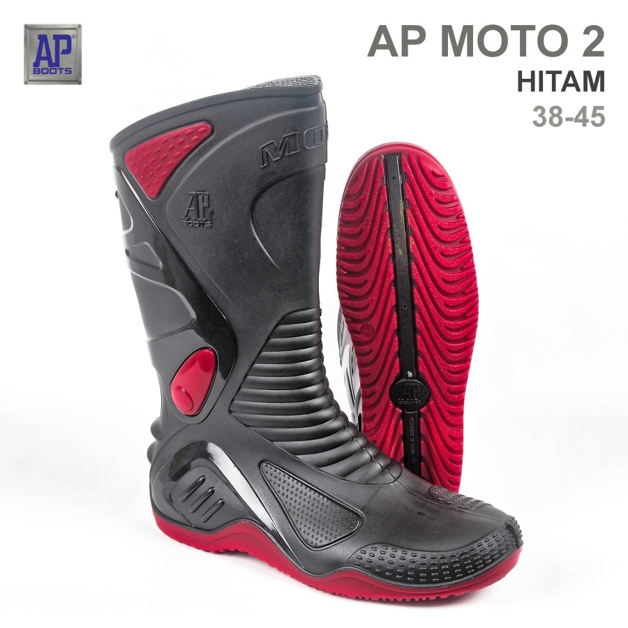 ApBoots Moto 2 Ukuran 42 Sepatu Safety Boot Karet Original Asli AP Boots Karet Motor Outdoor Proyek Kebun Perkebunan Anti Air Waterproof