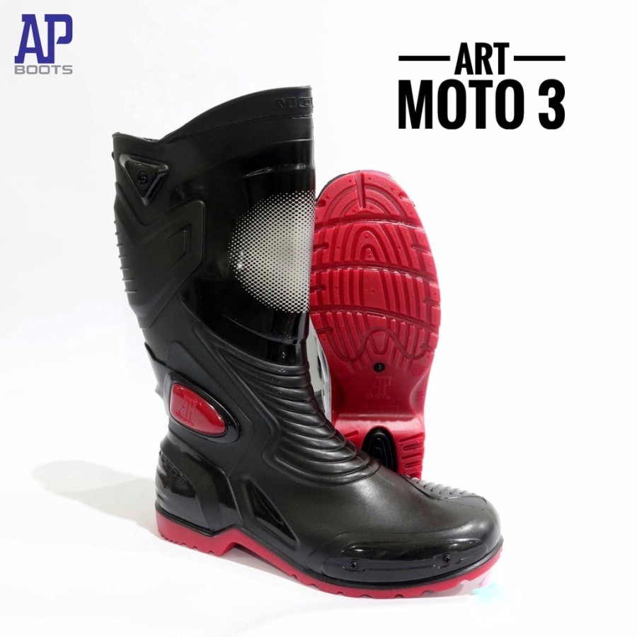 Ap Boots Moto 3 Ukuran 43 Sepatu Bot Safety Boot Karet Original Asli APBoots  Shoes Biker Motor Outdoor Proyek Kebun Perkebunan Anti Air Waterproof