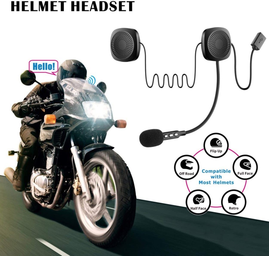 MH06 Motorcycle Helmet Wireless Bluetooh Headphone Stereo Music / Headset Bluetooth Helm Communicator Sepeda Motor Headset Touring Traveling