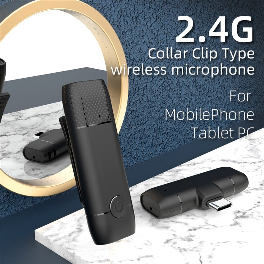 MIC-016 Type C Wireless Lavalier Mini Microphone Lapel Mic Clip-On Portable Iphone Android Type-C Audio Video Recording live Podcast Youtube Zoom