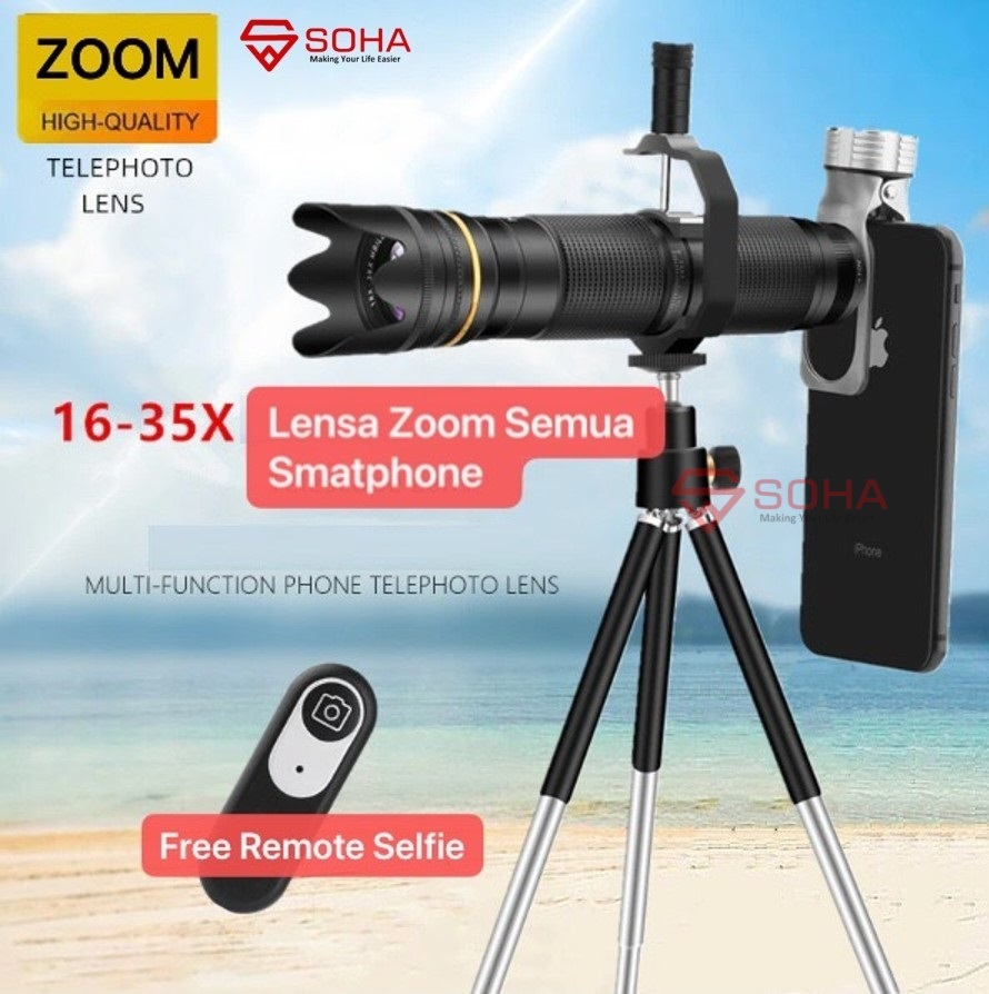 SOHA LNZ-007 Lensa Zoom Universal HD Telescope Lensa Optik Telephoto Lens 16X - 35X Zoom Monocular Mobile Phone Bisa Semua HP