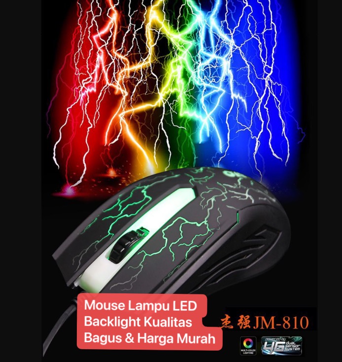 JM-812 Mouse Komputer PC Laptop Android TV Mouse Kabel USB Fitur Lampu LED Backlight for Computer Gamer Office Kantor