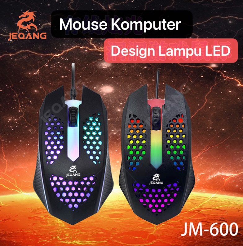 JM-600 Mouse Gaming Komputer PC Laptop Kabel USB Fitur Lampu LED Backlight Computer Gamer Office Kantor MOS-009