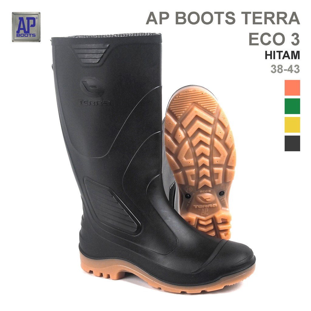 Terra Eco 3 Hitam Ukuran 40 Sepatu AP Boot Eco3 Boots Karet Original Asli Sepatu Proyek Sepatu Perkebunan Anti Air