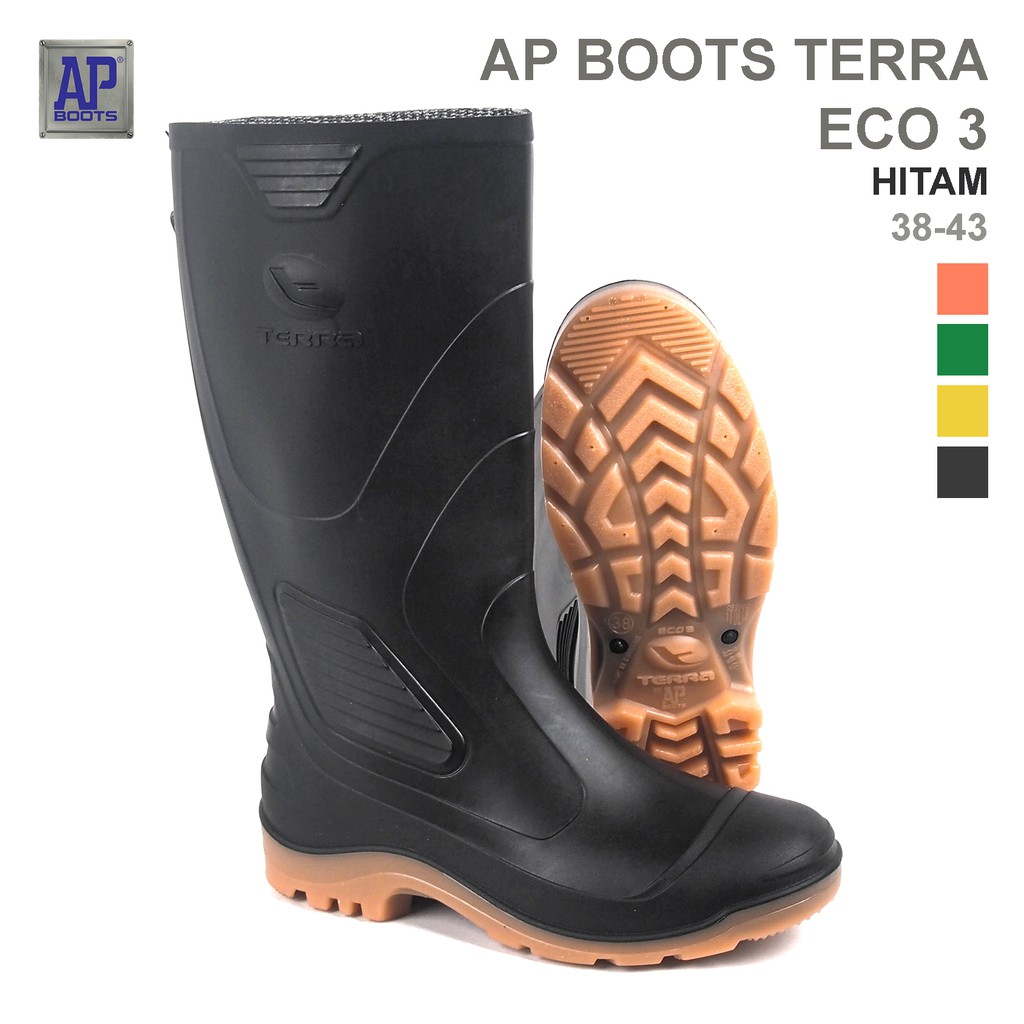 Terra Eco 3 Hitam Ukuran 42 Sepatu AP Boot Eco3 Boots Karet Original Asli Sepatu Proyek Sepatu Perkebunan Anti Air