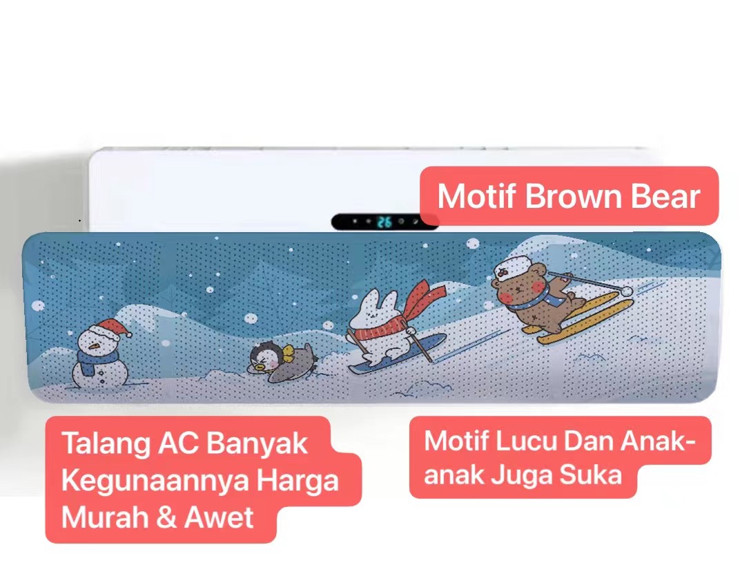 ART-032 Brown Bear Talang AC Reflektor Penutup penahan hembusan Angin air Screen Cover Motif Gambar Lucu Windshield