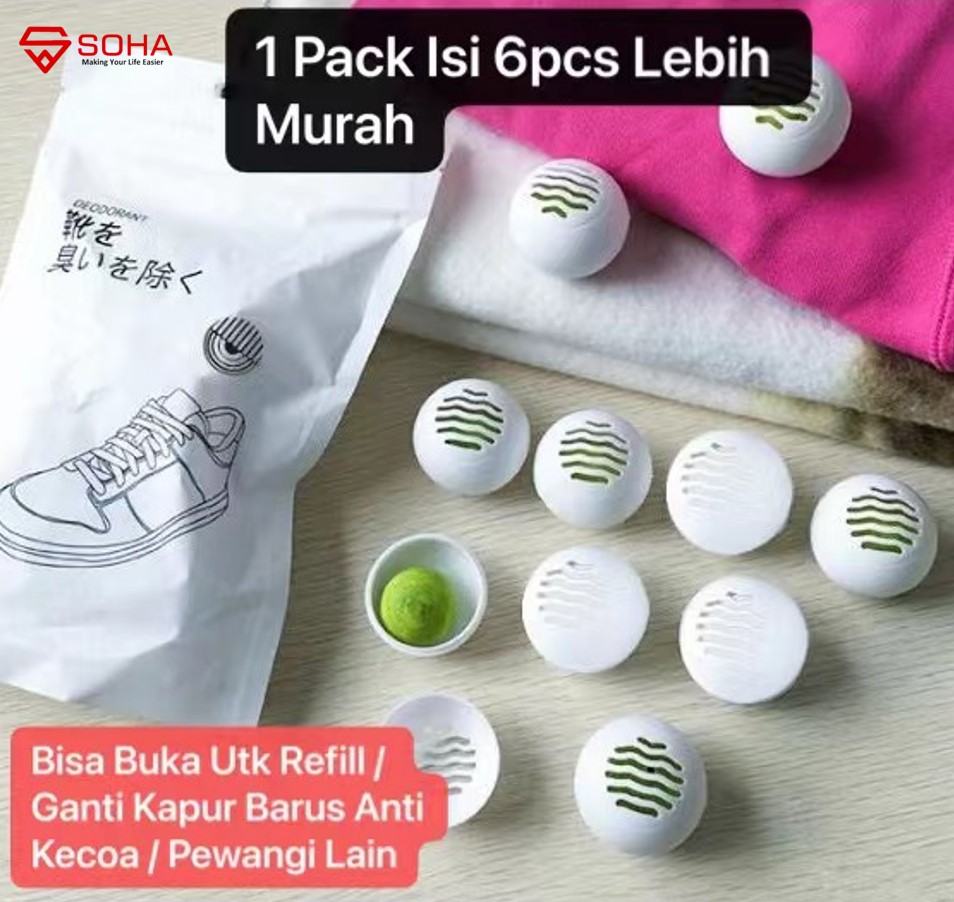 ART-047 Deodoran Penghilang Bau Sepatu Bola Pewangi Pengharum Ruangan Lemari Mobil / Bola ini Bisa Refill Kamper kapur barus Anti Kecoa / Anti Tikus