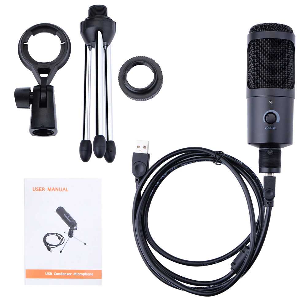 MIC-017 Microphone Condenser Mic USB Mikrofon Plus Tripod Mini Studio Vocal Recording Laptop PC MacBook Mac OS / USB Mikrofon Studio Podcast Zoom